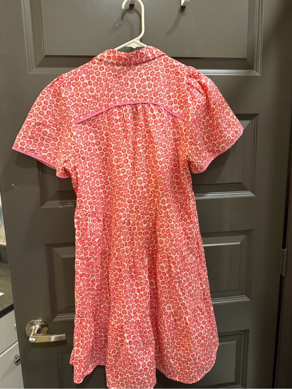 Pink Floral Mini Dress with Short Sleeves